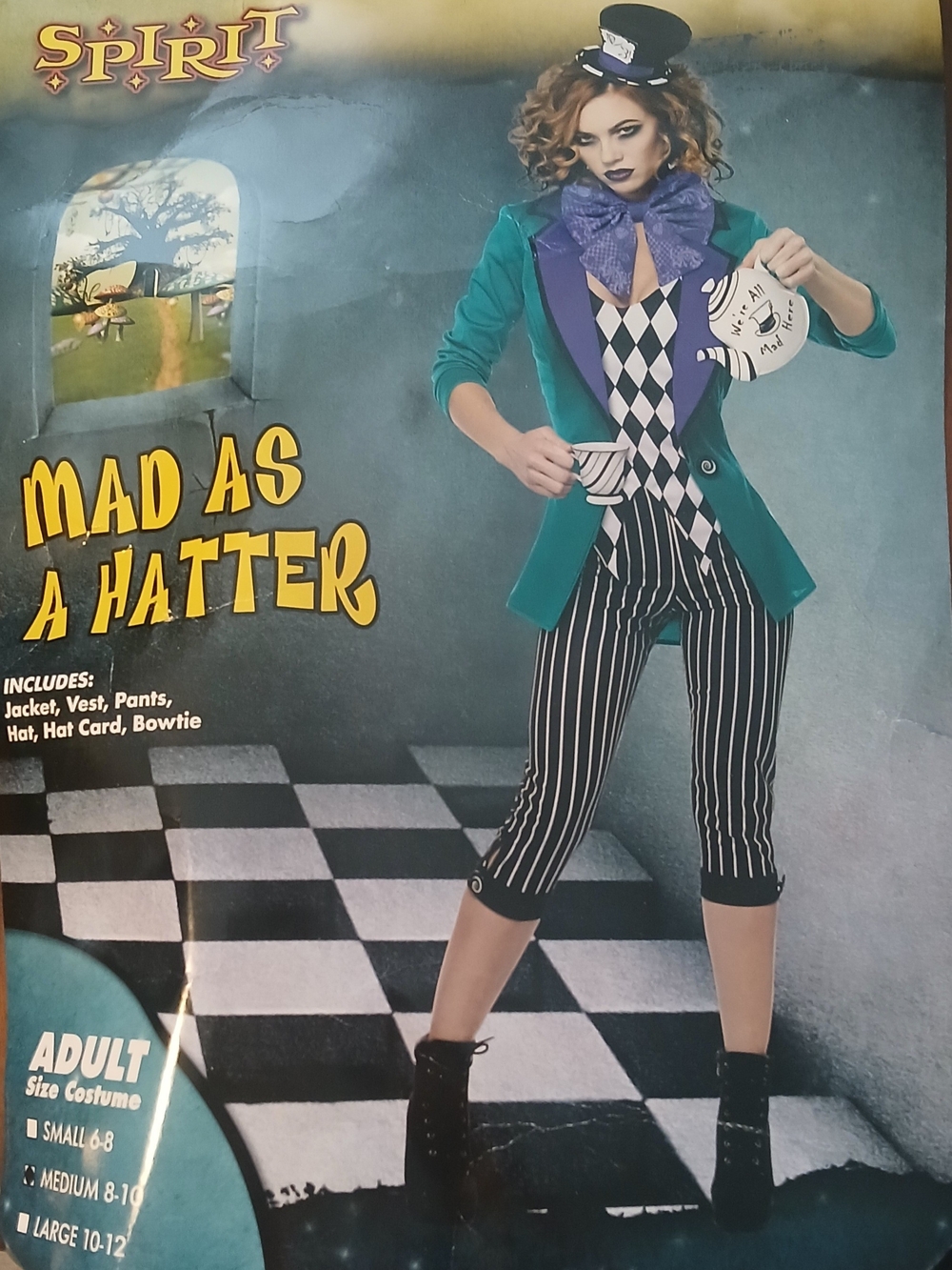 Spirit Mad As A Hatter Women’s Costume Pants & Jacket - Teal, Black, White